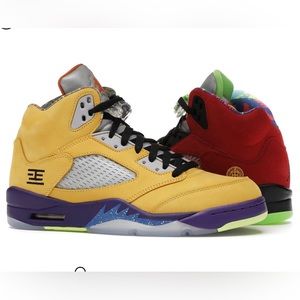 Air Jordan 5 Retro SE. Kids Shoe Size 7Y. Color: Yellow & Red. Material: Suede